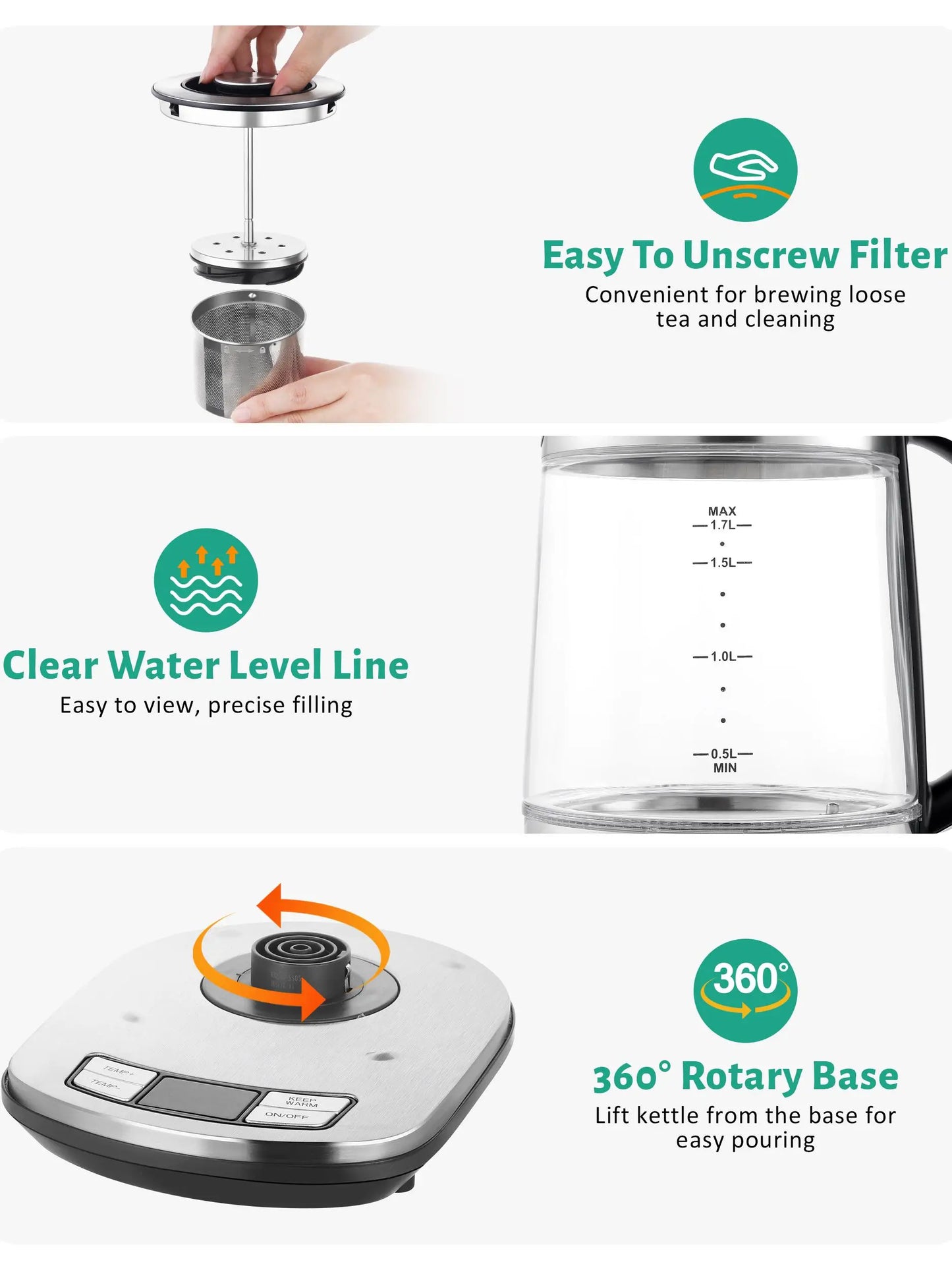 CACHOO Electric Kettle Temperature Control