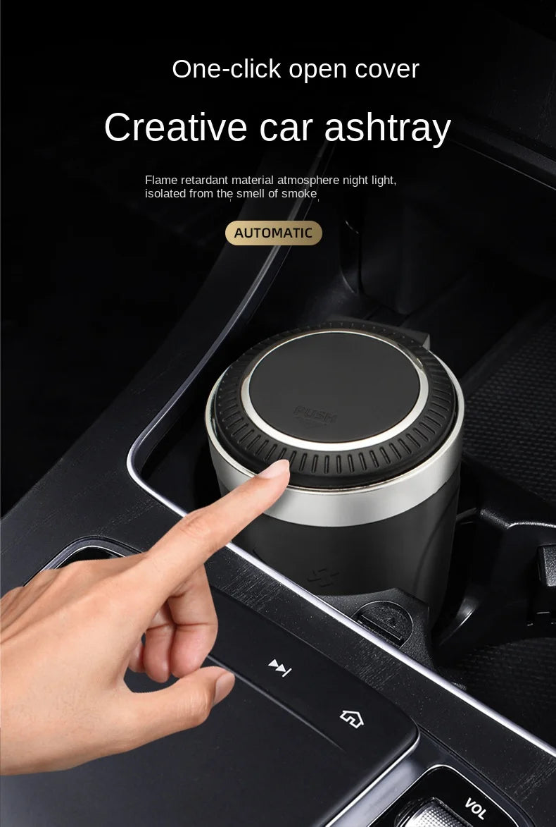 One Click Opening of Car Ashtray with Metal Lining