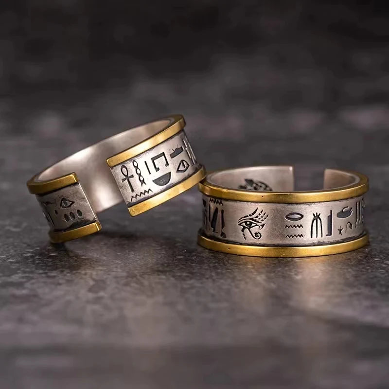 Egyptian Eye of Horus Open Ring Retro Pharaoh Ring