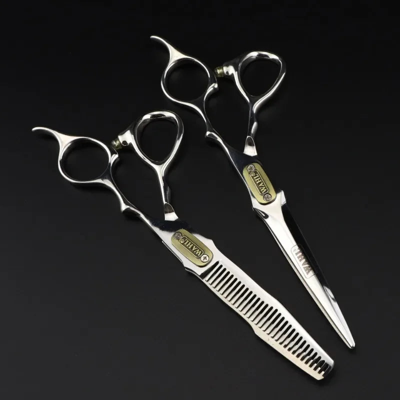 6.0 Inch Silver Handle Japan440c Steel Professional Barber Scissors