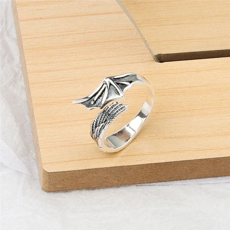 925 Sterling Silver Angel Wings Open Rings