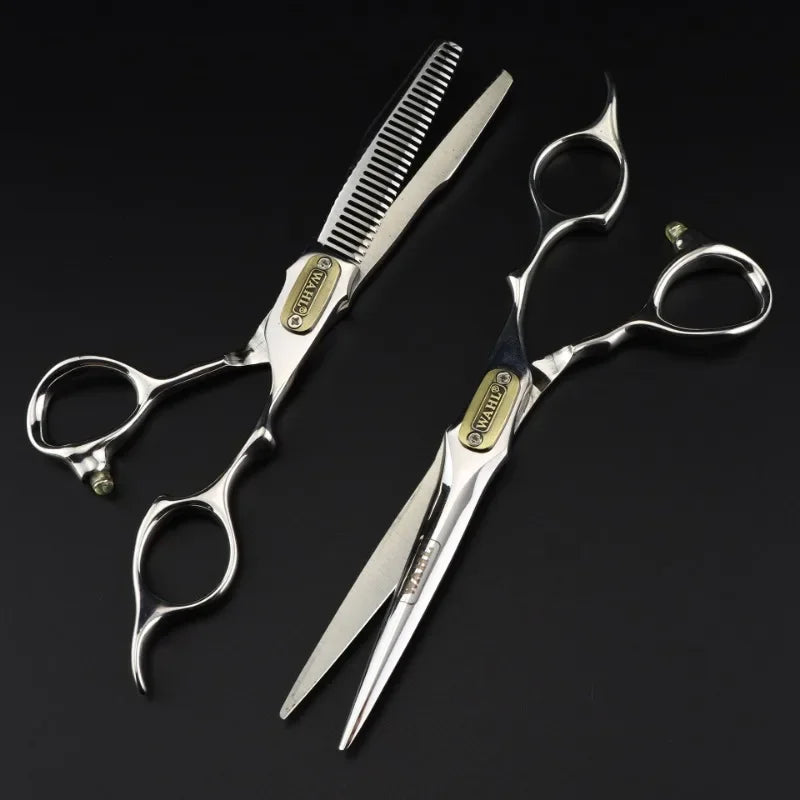 6.0 Inch Silver Handle Japan440c Steel Professional Barber Scissors