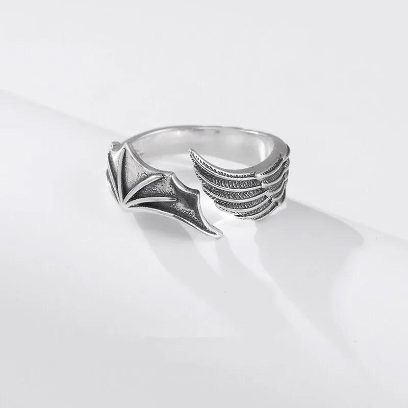 925 Sterling Silver Angel Wings Open Rings