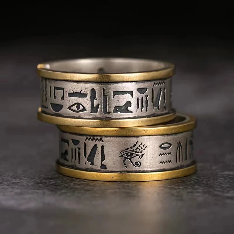 Egyptian Eye of Horus Open Ring Retro Pharaoh Ring
