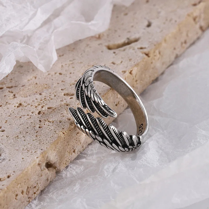 925 Sterling Silver Angel Wings Open Rings