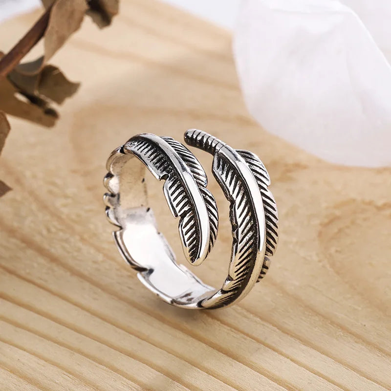 925 Sterling Silver Angel Wings Open Rings