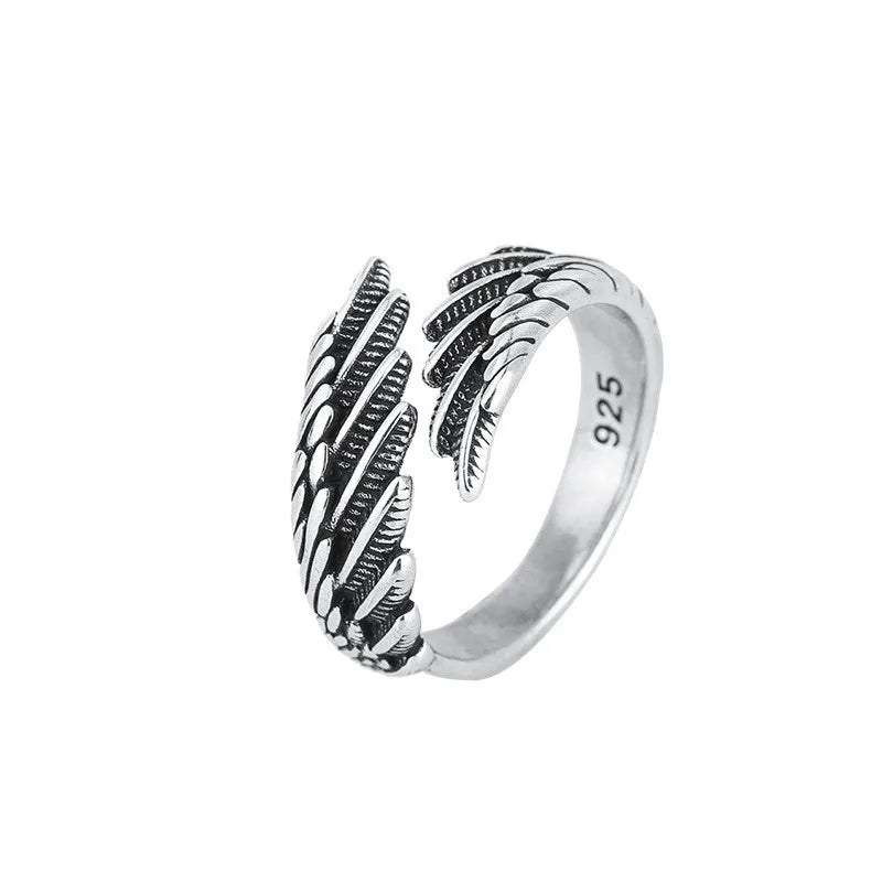 925 Sterling Silver Angel Wings Open Rings