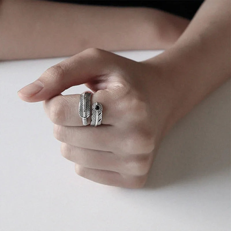 925 Sterling Silver Angel Wings Open Rings