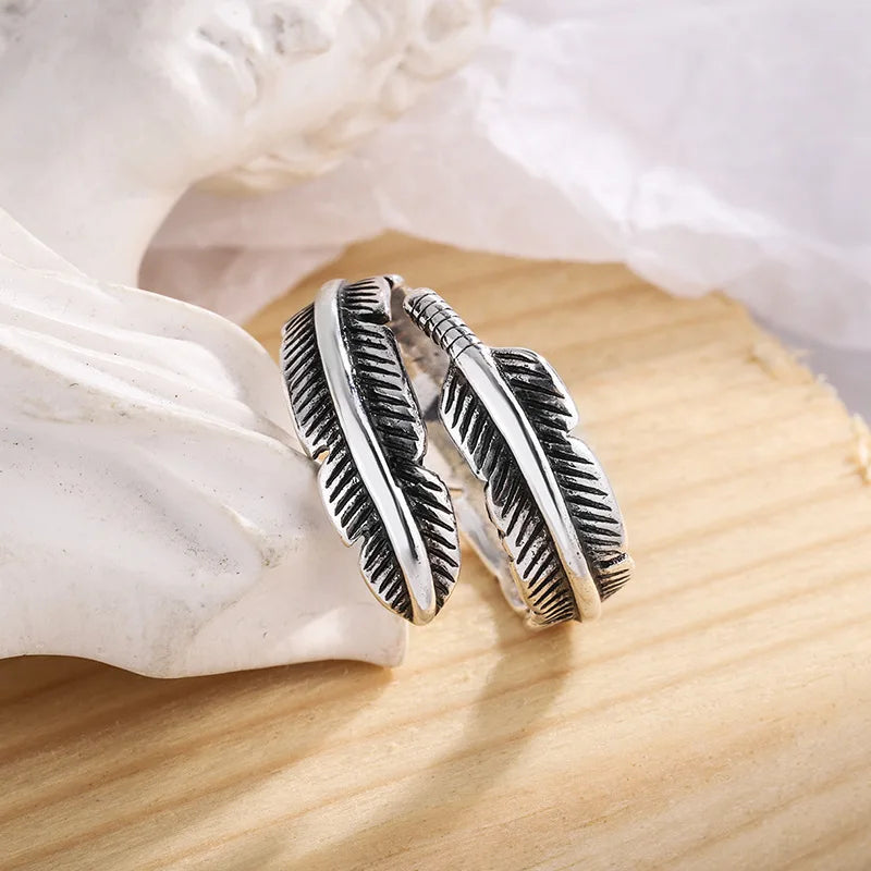 925 Sterling Silver Angel Wings Open Rings