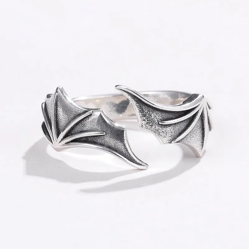 925 Sterling Silver Angel Wings Open Rings